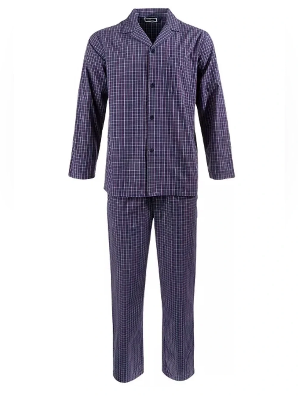 Club Room Men’s 2 Pc Oxford Plaid Cotton Pajama Set Small NWT Navy Red